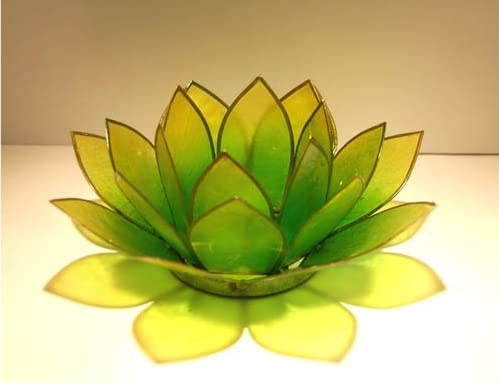 Ljusstake Blomma Pärlemorfärgad Grön Gul