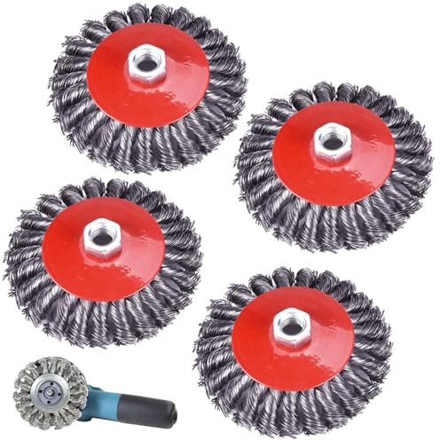 3 Stück Drahtbürste Winkelschleifer, M14 125mm Drahtbürsten für Winkelschleifer, Winkelschleifer Scheibenbürste Topfbürste Winkelschleifer Drahtbürste Set für Poliere, Entzunder und Entgrate (3)