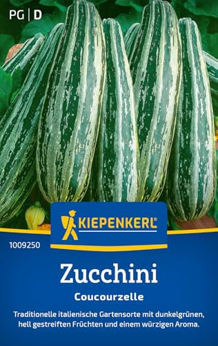 Kiepenkerl Zucchinisamen Coucourzelle 1009250 - Gemüsesamen für hell gestreifte Zucchini mit einer von 15 bis 20 cm und einem Inhalt für 10 Pflanzen - Saatgut