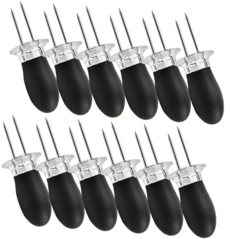 UKCOCO 12 Pezzi Forchetta Per Mais in Acciaio Inossidabile Detentori Di Mais Supporti Per Pannocchie Di Mais Spiedini Di Mais Per Pannocchie Porta Mais Per Pannocchie Gel Di Silice
