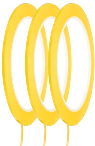sourcing map Lot de 3 rubans adhésifs pour tableau blanc de 2 mm - 66 m - Pour tableau blanc effaçable à sec - Scrapbooking - Bricolage - Jaune foncé