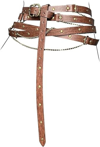 CHAOTEMAI Cintura Donna Elegante con Catena Vintage Cinture da Donna Rimovibile Cintura Sottile da Donnas Punk per Catena Il Corpo Ciondolo Zaino Decorazione Abbigliamento COSPLAY (Marrone)