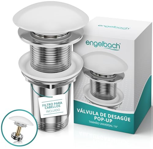 Engelbach® Bonde de lavabo sans trop-Plein - Bouchon clic-clac, 3 Joints Inclus - Installation Rapide, Guide vidéo Inclus - Modèle Universel