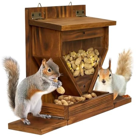 Ranley Comederos para Ardillas al Aire Libre, casa de Madera Resistente a la Intemperie Divertido, para Tamia de Invierno al Aire Libre, pequeños Animales Salvajes Comida maíz Invierno jardín