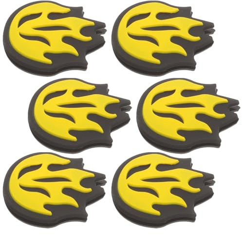 ORFOFE Set da 6 Smorzatori di Vibrazioni per Racchetta da Tennis in Silicone Giallo a Forma di Fiamma Ammortizzatori Leggeri e Portatili per Controllo e Comfort Durante Gioco