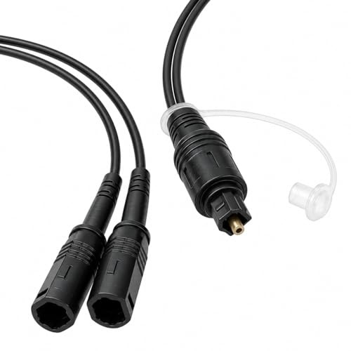 AYHYHLJZJ Compatibile con Toslink splitter 1 in 2 out, cavo adattatore splitter ottico digitale, cavo audio SPDIF, 1 ingresso, 2 uscite per amplificatore TV soundbar