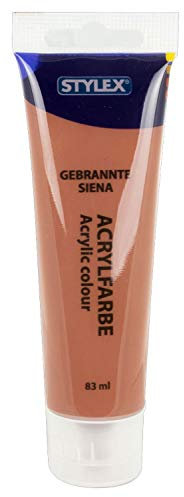 Stylex 28647 - Acrylfarbe auf Wasserbasis, 83 ml Tube in gebrannte siena, matt, hohe Deck- und Farbkraft, lichtbeständig, schnelltrocknend und wasserfest