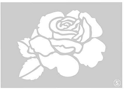The Stencil Studio Rose Flower Reusable Stencil - Ideal for home decorating projects. Suitable with any type of paint. Size Extra Small (A5) (10206XS)