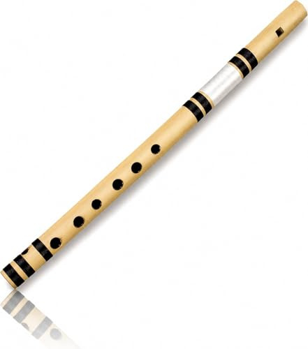 Flauta tradicional de auténtica madera de bambú india afinada en mi, con 6 agujeros para sonido real, hecha a mano, 11 pulgadas
