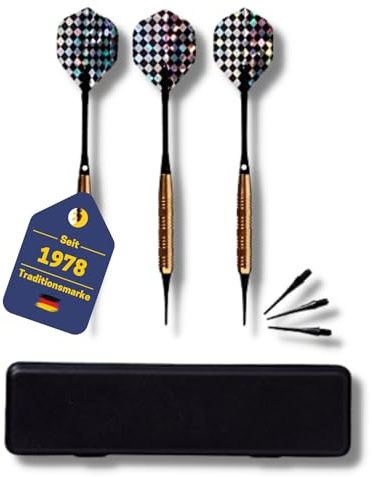 BEST SPORTING Safety Dartpfeile Cavalier, 3 Stück à 16, 18 oder 20g, Messing, inklusive Ersatzspitzen und Etui, Gewicht:16 g