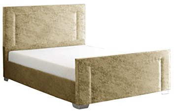 TULIP BED FRAME WITH MATTRESS Upholstery Bed Frame, Fabric, Champagne, King