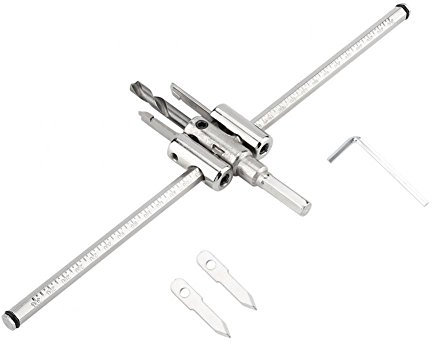 Kreisschneider Holz Verstellbar 30-300mm Lochsäge Silber Einstellbare Lochsäge Metall Holz Kreis Lochschneider Säge Bohrer Kit DIY Kreisschneider Metall