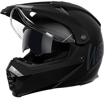 Westt Casques De Moto - Casque Moto Homme Femme Homologué ECE Casques Motocross - Casque Moto Cross avec Double Visière Casque Quad Noir S (55-56cm)
