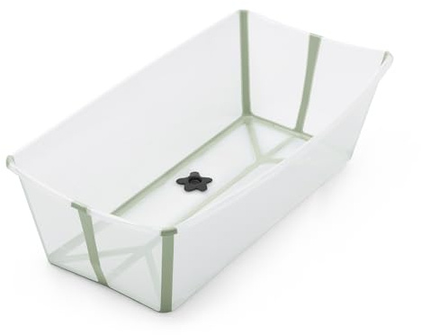 Stokke Flexi Bath X-Large, Vert Transparent - Spacieuse Baignoire bébé pliable - Légère & facile à ranger - Pratique à utiliser à la maison ou en voyage - Idéale pour les enfants de 0 à 6 ans