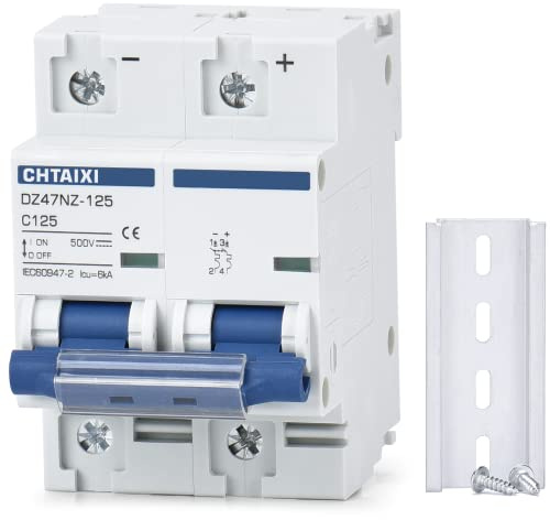Chtaixi DC Miniature Circuit Breaker, 2 Pole 500V 125 Amp