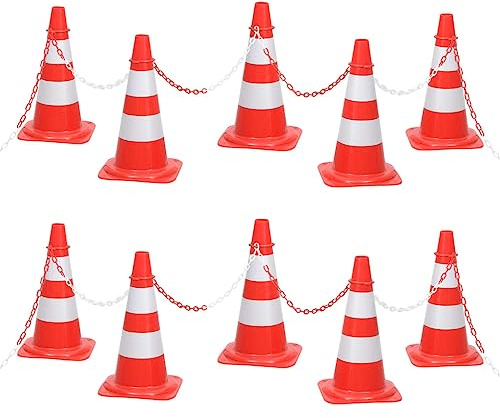 vidaXL Trafikkoner med 10 m kedja röd och vit