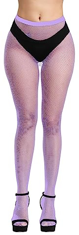 Simply Joshimo Medias de red de colores para mujer, pequeñas, medianas, grandes y ballenas, coloridas, Lila - Pequeño, Altoa única