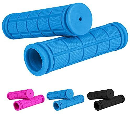 URAQT Fahrradgriffe Kinder,22 mm Lenkergriffe Fahrrad Kinder mit Höchster Sicherheit Prallschutz Kinderfahrradgriffe Gummi Grips für Roller Dreirad Kinder Laufrad Kinderfahrrad Blau