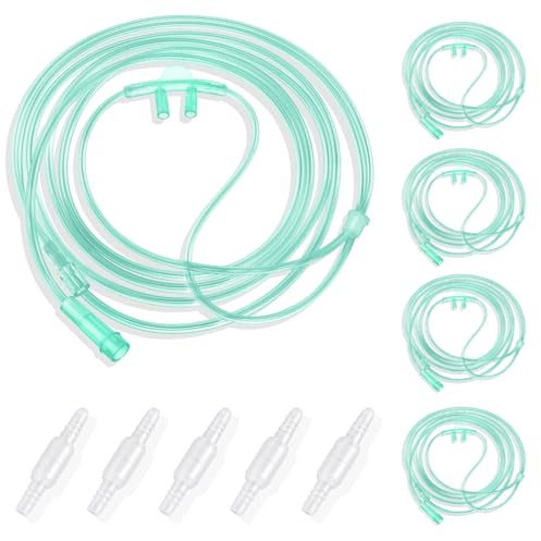 Kit de cánula de oxígeno nasal suave para adultos (paquete de 10) – Tubo nasal de 7 pies para oxígeno, incluye 5 tubos de oxígeno de cánula nasal y 5 conectores de tubo, conector estándar
