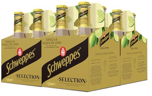 Schweppes Selection Tónica con un toque de Lima - Vidrio, Pack 6 cestas 4 x 20 cl (total: 24 botellas)