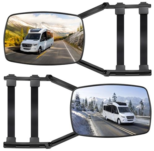 KAOLALI Car Towing Mirrors, Caravan Towing Mirrors, 2 PCS Extended Rearview Mirrors, Adjustable, Dual View, 360 Degree Rotation, for Car RV Caravan Towing