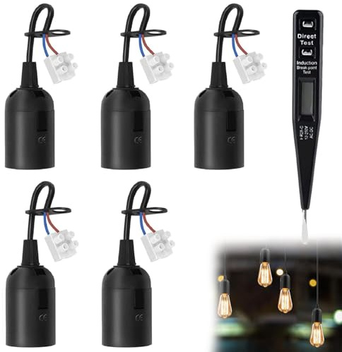 Bases de Lámpara E27,Adaptador de Bombillas E27,Portalamparas Casquillo E27,Casquillos para Bombillas E27,Casquillos para Bombillas E27 con Cable,Portabombillas Portalámparas E27