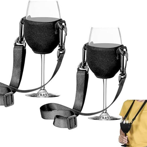UQMIQURA Lot de 2 porte-verres à vin à suspendre - Réglable - Porte-verres à vin portable - Pour Noël, anniversaire, mariage, fête