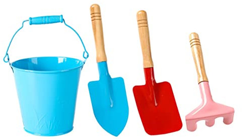 ERINGOGO Teiliges Gartenwerkzeug Aus Metall Mini Hacke Mini Gartenschaufel Mini Rechen Inklusive Farbigem Eimer Ideales Gartenspielzeug Für Kleine Gärtner Farbe Zufällig