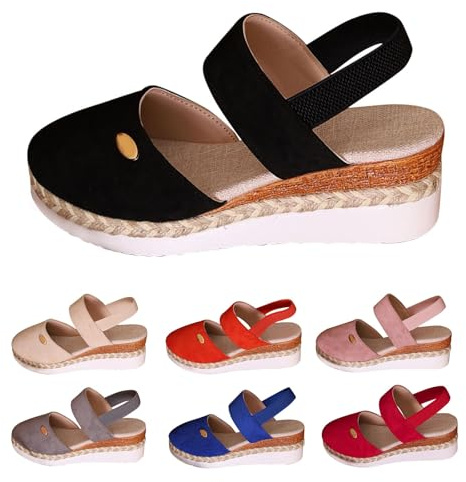 Cuña Esparto Mujer Alpargatas Plataforma Comodas Sandalias Elegantes Cuña Verano Cierre De Hebilla De Vestir Antideslizantes Espadrilles Sandalia Cerradas Tacon Moda Zapatos Flexibles Fiesta Boda 2025