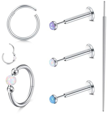 MODRSA Tragus-Piercing Septum-Piercing Gioielli Donna : 20G Gioielli Tragus in Acciaio Inox 6/8/10mm Include PiercTools