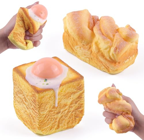 Anboor Lot de 2 Jouets Squishies en forme de pain, Jouets en mousse à presser lentement avec parfum - Jouets anti-stress pour enfants, adolescents et adultes