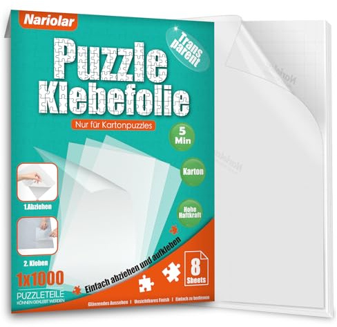 Nariolar Ultra Adhesive Transparent Puzzle Adhesive Film, 8 Puzzle Adhesive for Fixing and Protecting up to 1000-Piece Puzzles
