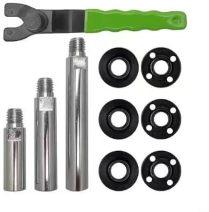 URPIZY Kit d'extension pour meuleuse d'angle 10 pièces avec clé réglable et tiges d'extension en acier pour ponceuses à filetage 58-11
