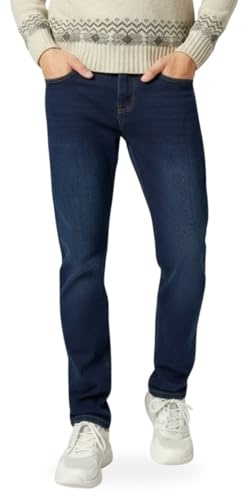 TONY BACKER - Jeans molletonnés pour Homme, Pantalon rembourré pour Homme avec Polaire, Chaud pour l'hiver, Jeans élastiques Thermiques Confortables et Polyvalents pour Le Travail, Les Loisirs, Bleu