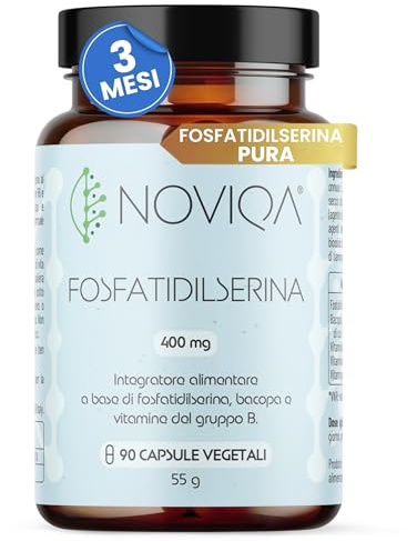 NOVIQA FOSFATIDILSERINA 400mg - 90cps Riduce CORTISOLO e STRESS + Vitamine b Complex + Bacopa Monnieri Cortisol Blocker Nootropico Integratori Memoria e Concentrazione per Abbassare il Cortisolo