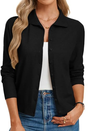 GRACE KARIN Women's Cardigans Button Down Lapel Collar Cropped Cardigan