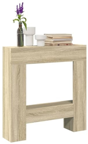 LoogCape Kaminkant Sonoma-ek 81 x 18 x 82 cm, trämaterial för elektrisk kamin, dekorativa eldstadstillbehör, hållbar träram, säker väggmontering, lämplig för eldstad, lätt att rengöra