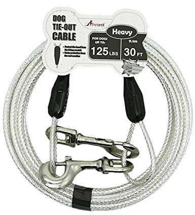 Petest 30ft Reflective Tie-Out Cable for Heavy Dogs Up to 125 Pounds