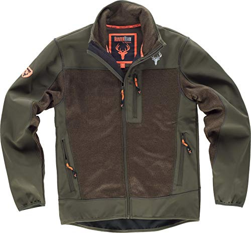Work Team Cazadora workshell punto, combinada, con 2 bolsillos laterales y 1 bolsillo en pecho. HOMBRE Verde Caza/Marron XL