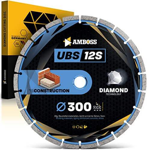 städ diamant skärskiva UBS 12S – diamantskärskiva Ø 300 mm x 30 mm/25,4 mm – något armerad betong/byggarbetsplatsmaterial/sten | segmenthöjd: 10 mm (sinterad)