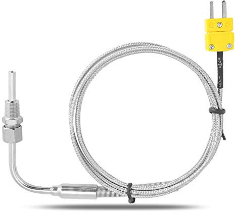 EGT K Type Thermocouple, 1/8 NPT Stainless Steel EGT Thermocouple Mini K Type Connector for Exhaust Gas Temp Probe with Exposed Tip & Connector, Adjustable Pressure Lock