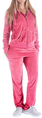 Facitisu Survêtement pour femme 2 pièces Joggers Velours Jogging Survêtement Sweat à capuche et pantalon de survêtement - rose - XX-Large