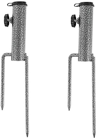 Eidoct 2 Pieces Patio Umbrella Steel Anchor, Heavy Duty Beach Umbrella Stand, Ground Grass Screw Holder Stands with 2 Forks for Lawn, Patio, Outdoor, Garden, Beach, Fishing