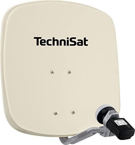 TechniSat DIGIDISH 45 – Antenne Satellite pour 1 utilisateur (Petite Installation Satellite de 45 cm - kit Complet avec Support Mural et Satfinder V/H-LNB) Beige