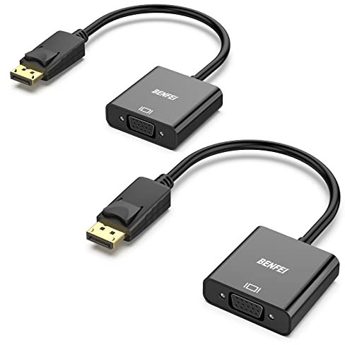 BENFEI DisplayPort auf VGA 2 Stück, Unidirektional DisplayPort DP Computor zu VGA Monitor Adapter 1080P (Stecker auf Buchse), kompatibel für Lenovo Dell HP ASUS