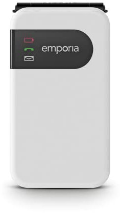Emporia SIMPLICITYglam.4G Handy 4G für Senioren, hohe Lautstärke, 2,8 Zoll Farbdisplay, 3 schnelle Anruftasten, große Tasten, Ladestation, Weiß (Italien)