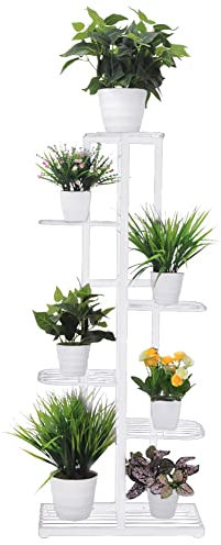 Cre Cra Blumenständer Metall mit 6 Ebenen,Blumentreppe Modern Pflanzentreppe für innen und außen Garten Balkon,Blumenregal Mehrstöckig Schwarz pflanzenständer Weiß blumenstand blumentopfständer