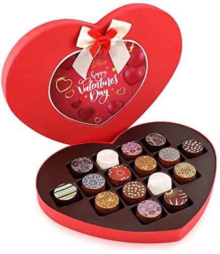 Valentines Day Chocolate Truffles - Happy Valentines Day Chocolate Heart Box with 16 Gourmet Chocolates