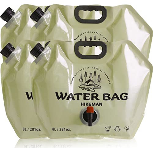 HIKEMAN Camping Wasser Container Tasche - 8L Faltbare Wasserkanister Wassersack mit Hahn,Tasche für Outdoor Camping Grill,Wandern und die Wasserspeicherung zu Hause Haushalt BPA Frei (4pcs)