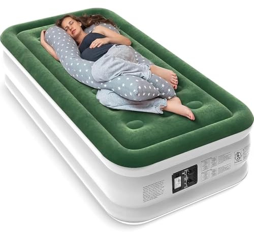 Zearna Air Mattress with Built in Pump - Upgraded Twin Blow Up Mattress, 2 Mins Quick Self Inflatable,18/550lbs Max, Strong Support, for Camping,Home,Guests,Portable Travel